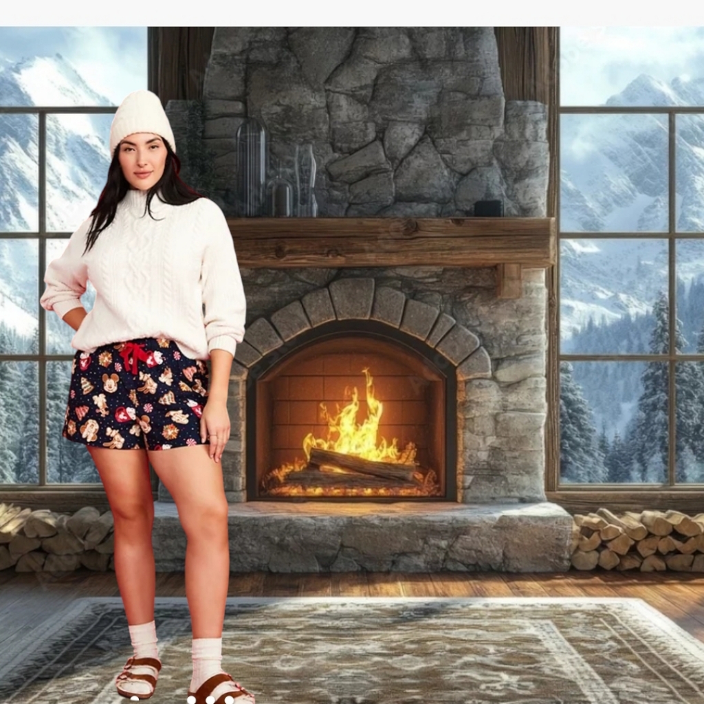 Old Navy Ladies Match The Fam Flannel Boxer Pajama Shorts And Sock Set